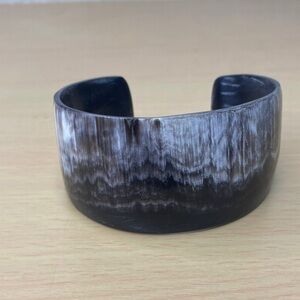 Brown and White Wide plastic Cuff Bracelet
